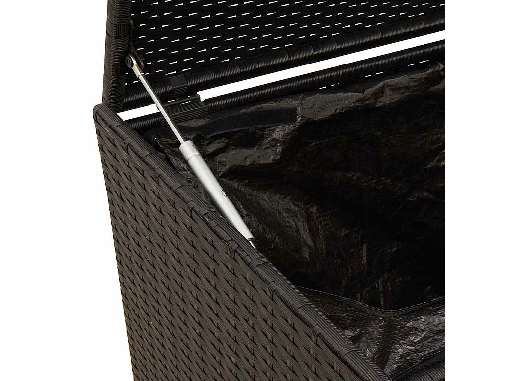 Contenitore da Giardino con Ruote Nero 190L in Polyrattan