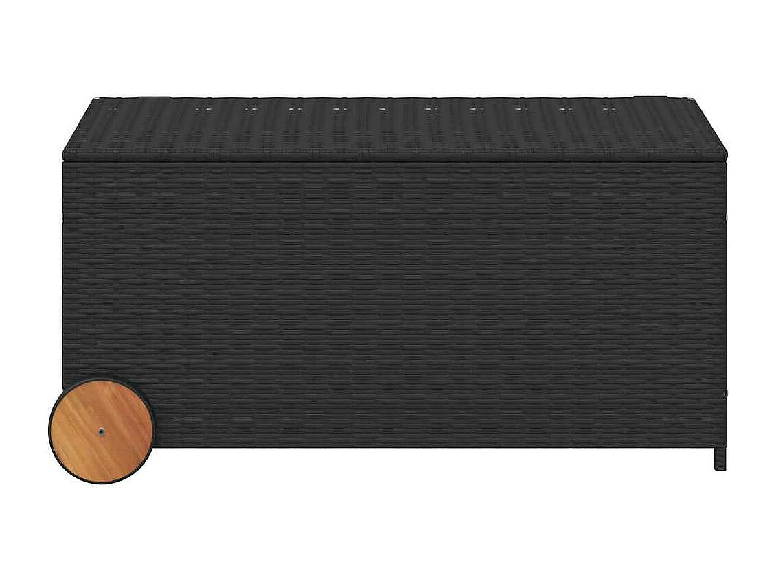 Boîte de rangement de jardin et roues noir 190L résine tressée