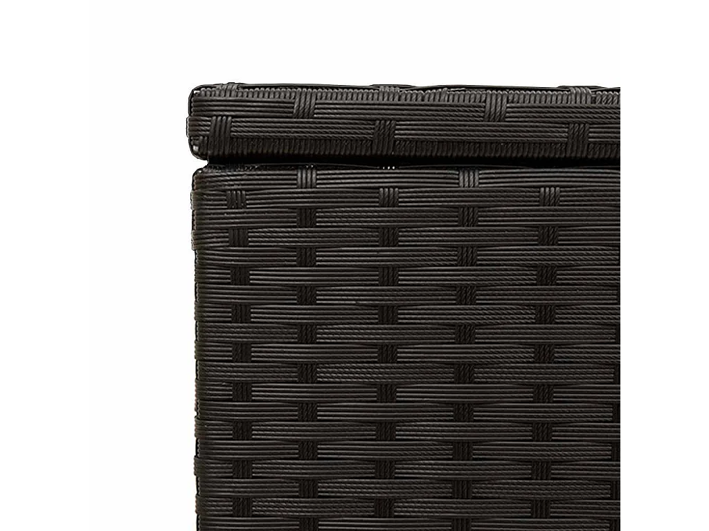Boîte de rangement de jardin et roues noir 190L résine tressée