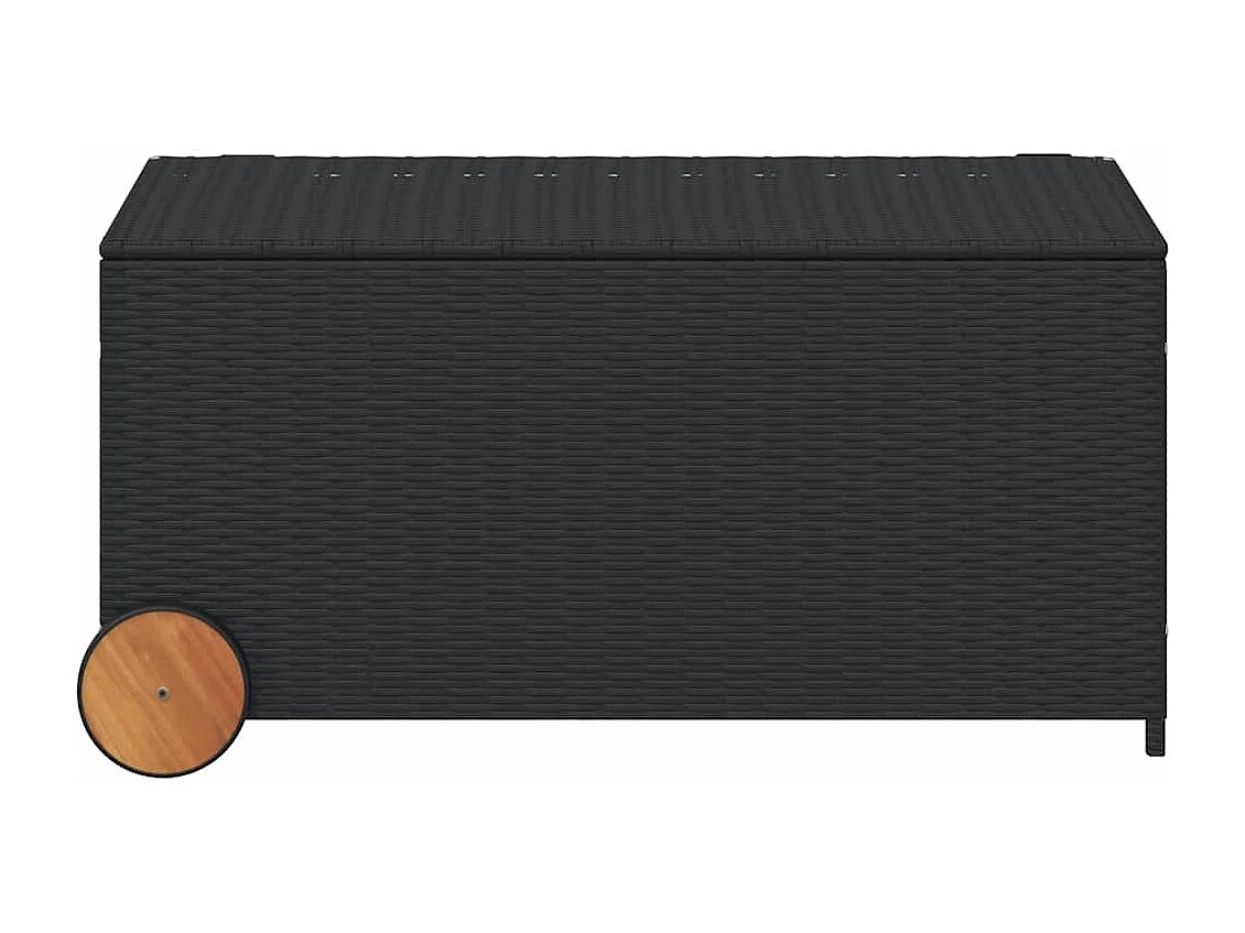 Boîte de rangement de jardin et roues noir 190L résine tressée