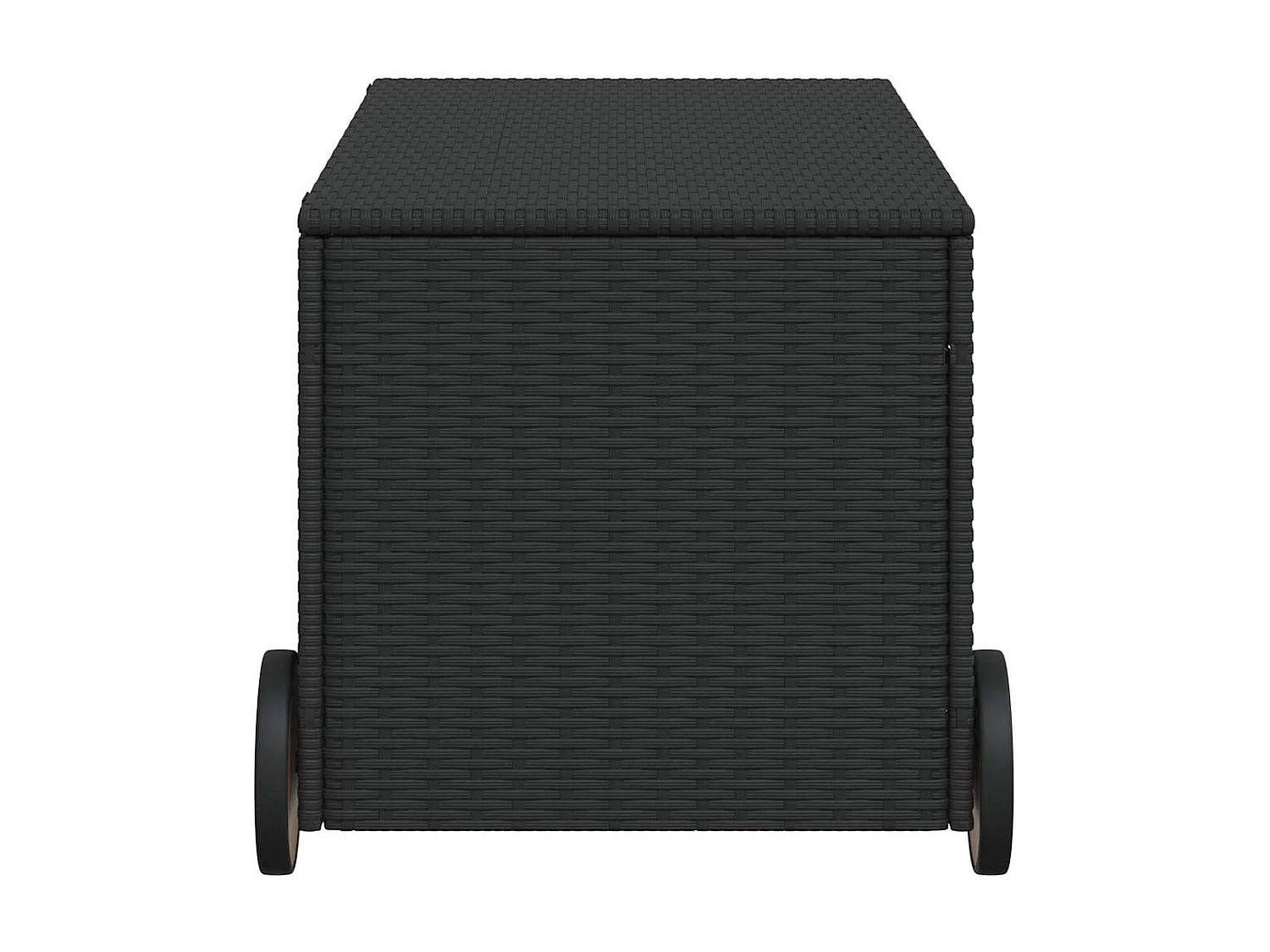 Boîte de rangement de jardin et roues noir 190L résine tressée