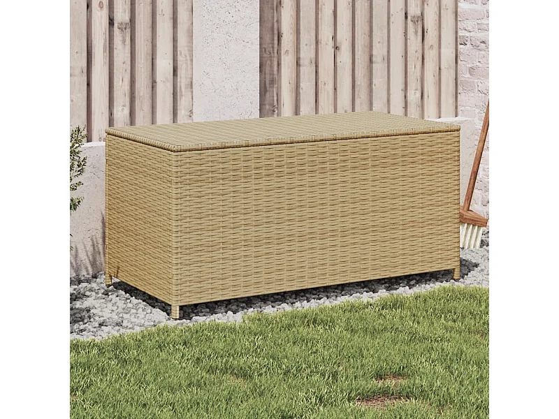 Tuinbox met wielen 190 L poly rattan gemengd beige