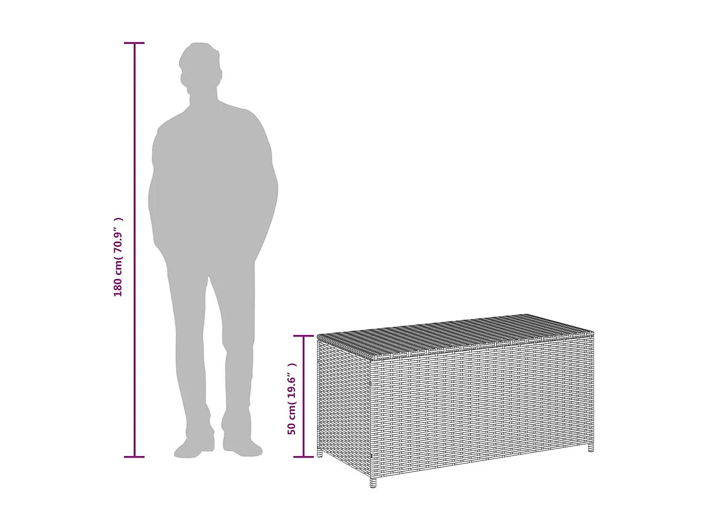 Contenitore da Giardino Beige Misto 190L in Polyrattan