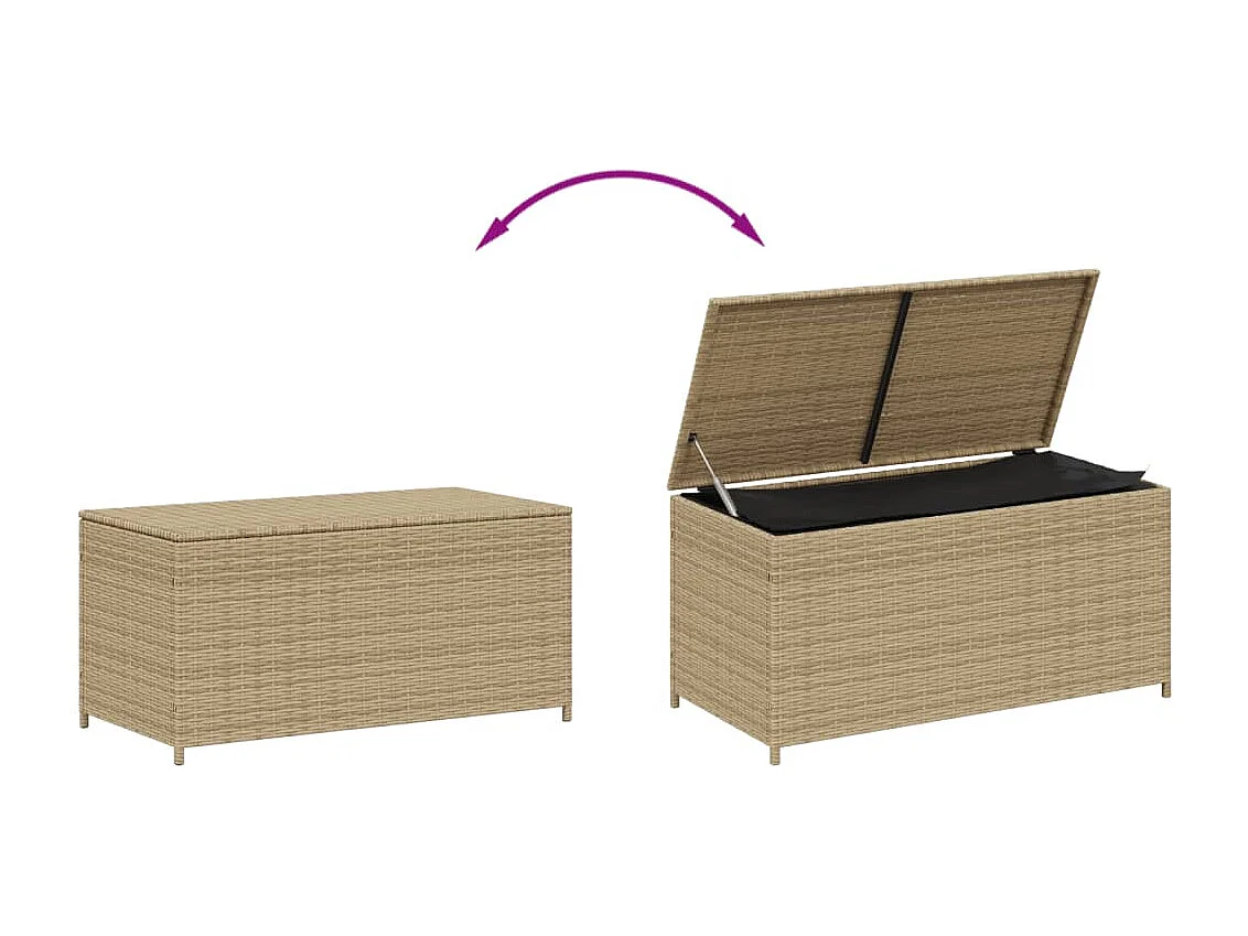 Boîte de rangement de jardin mélange beige 190L résine tressée