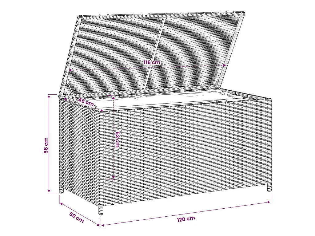 Tuinbox met wielen 190 L poly rattan gemengd beige