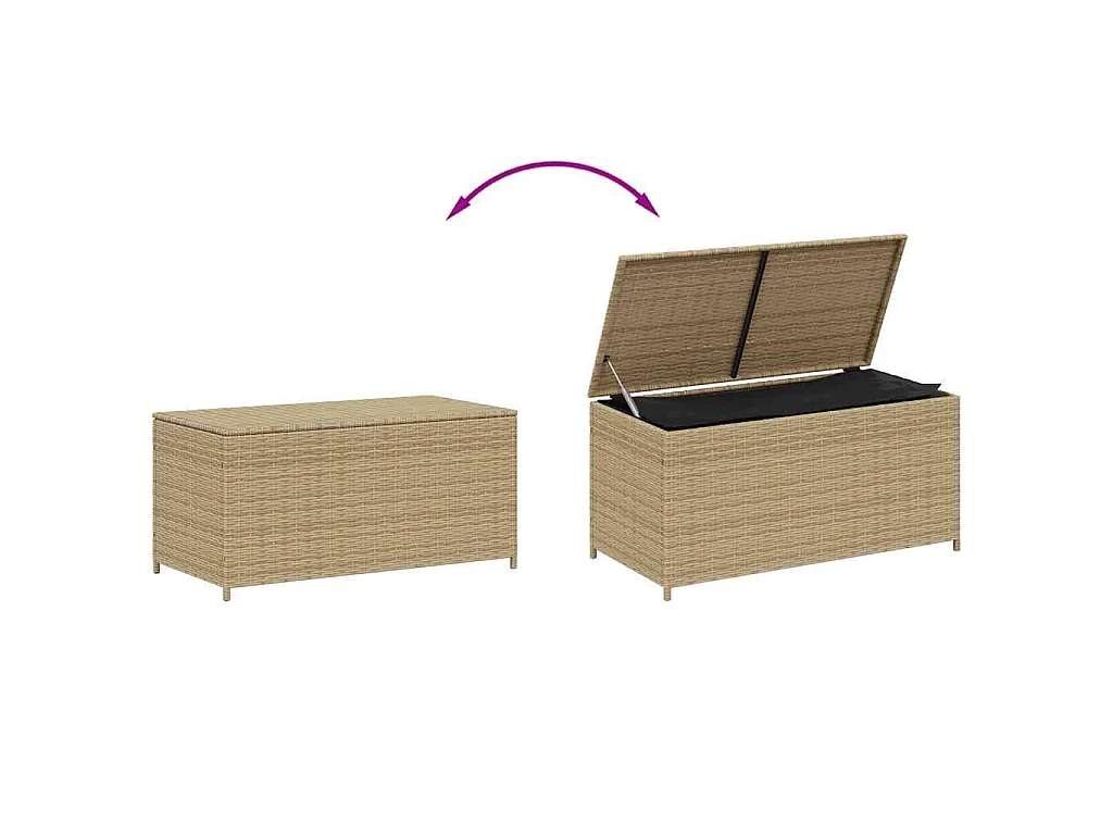 Tuinbox met wielen 190 L poly rattan gemengd beige