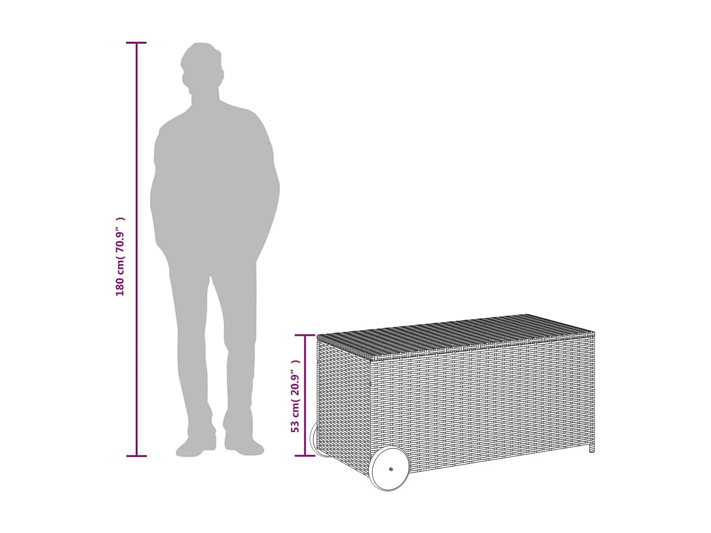 Contenitore da Giardino con Ruote Beige Misto 190L Polyrattan