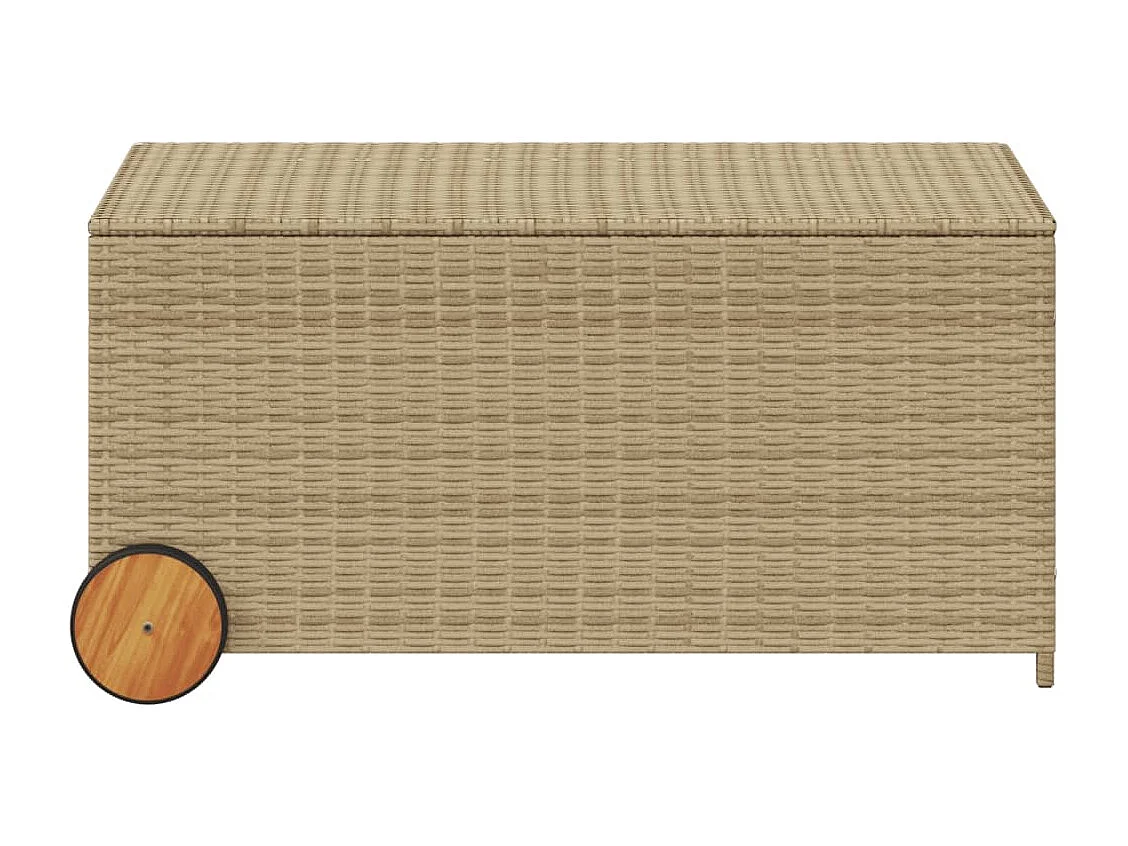 Boîte de rangement de jardin et roues mélange beige 190L rotin