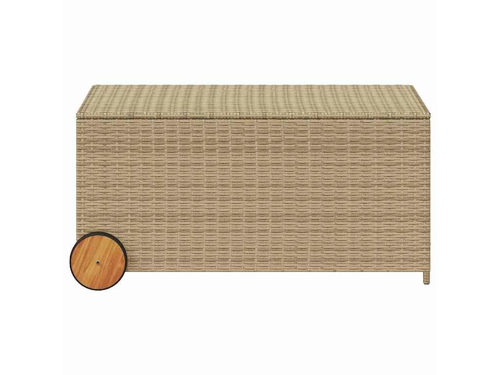 Gartentruhe mit Rollen Beige 190L Poly Rattan