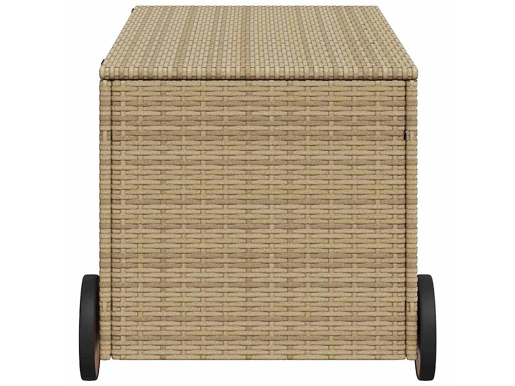 Gartentruhe mit Rollen Beige 190L Poly Rattan