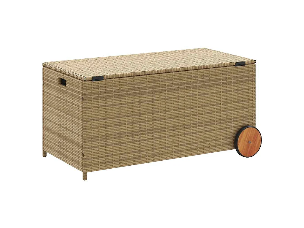 Gartentruhe mit Rollen Beige 190L Poly Rattan