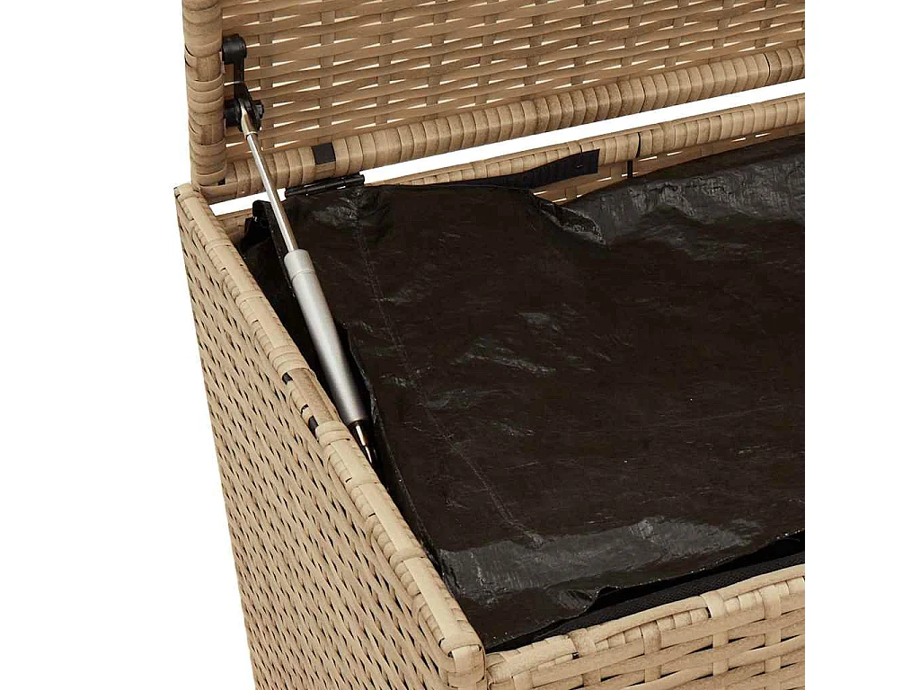 Gartentruhe mit Rollen Beige 190L Poly Rattan