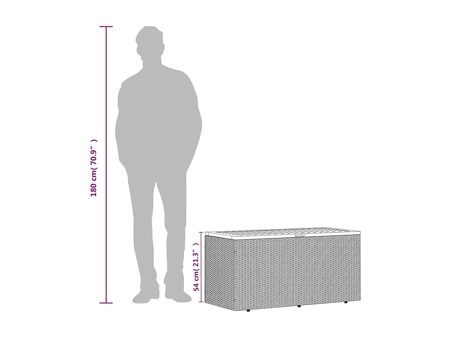 Tuinbox 110x50x54 cm poly rattan en acaciahout zwart