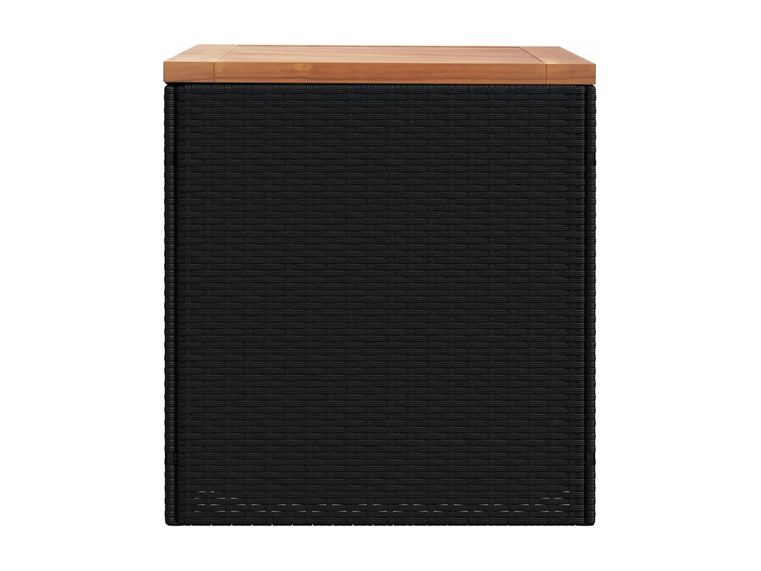 Boîte de rangement de jardin noir résine tressée bois d'acacia