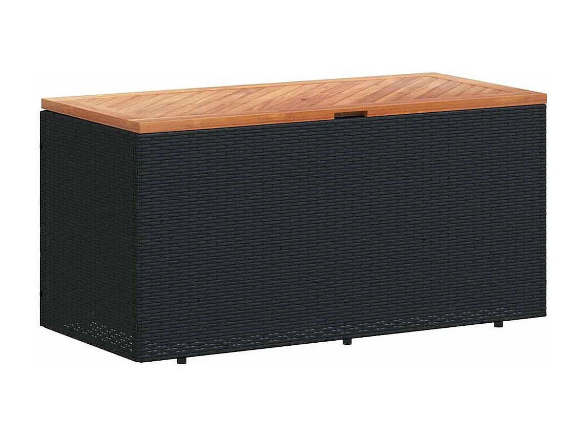 Caixa arrumação jardim 110x50x54 cm vime PE/acácia maciça preto