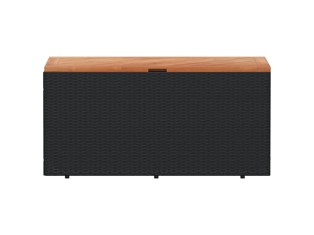 Caixa arrumação jardim 110x50x54 cm vime PE/acácia maciça preto