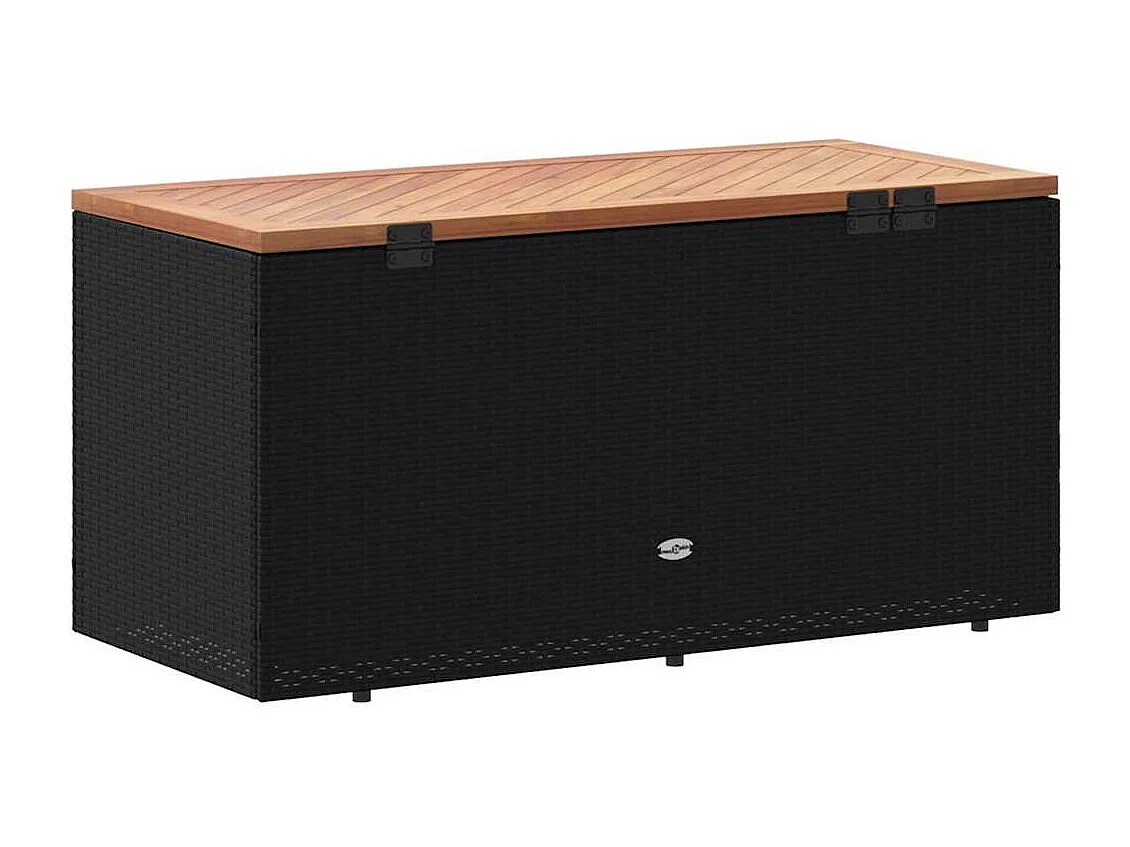 Caixa arrumação jardim 110x50x54 cm vime PE/acácia maciça preto