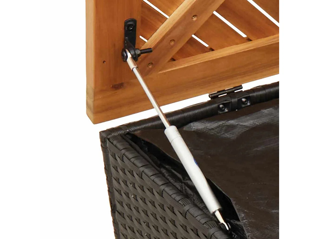 Caixa arrumação jardim 110x50x54 cm vime PE/acácia maciça preto