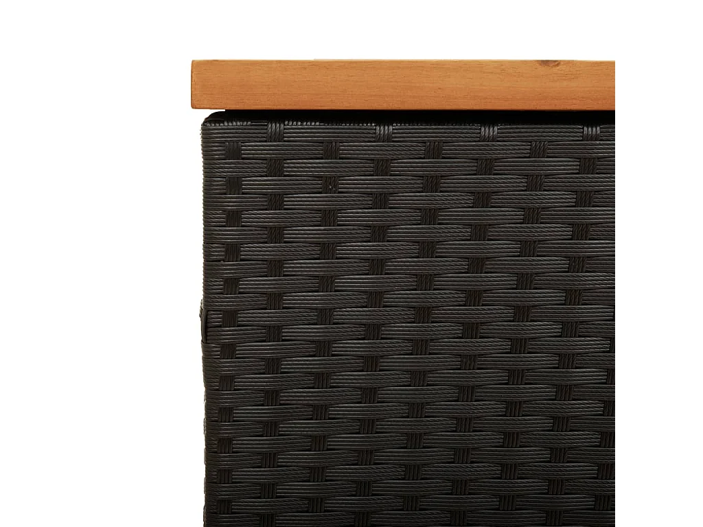 Caixa arrumação jardim 110x50x54 cm vime PE/acácia maciça preto