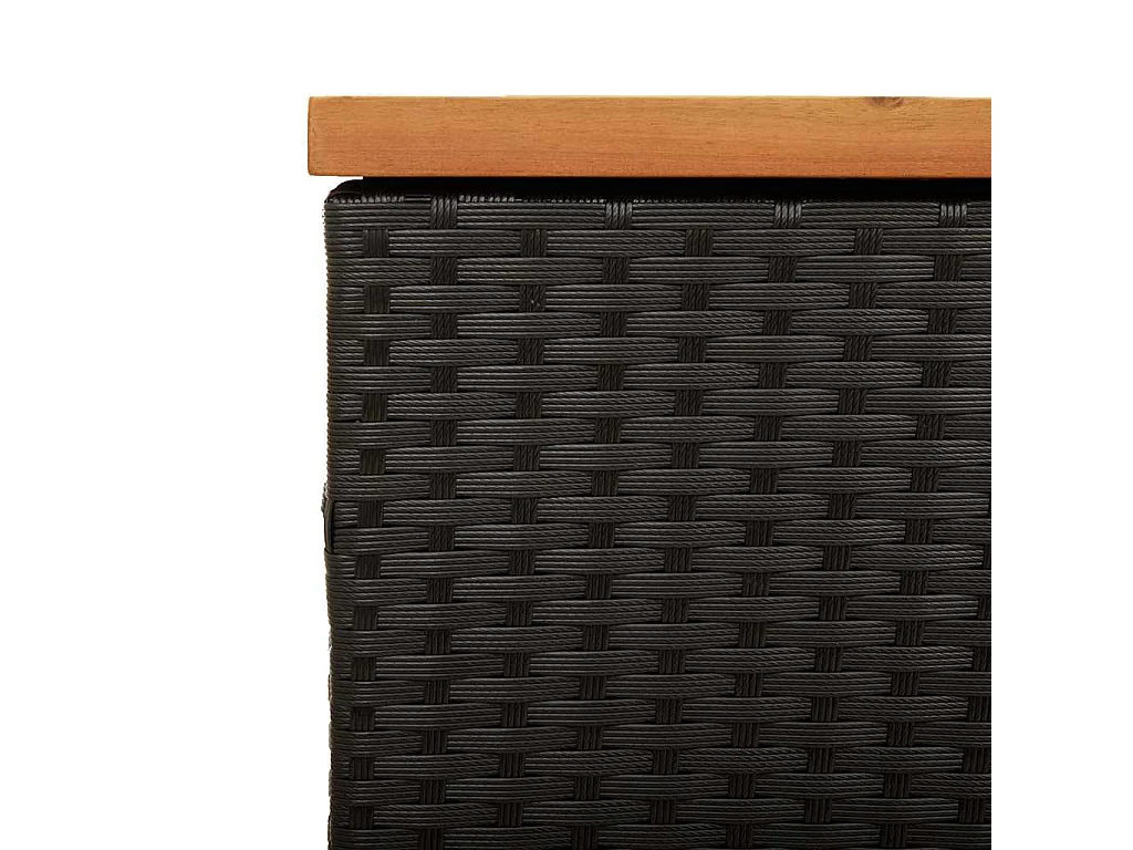 Boîte de rangement de jardin noir résine tressée bois d'acacia