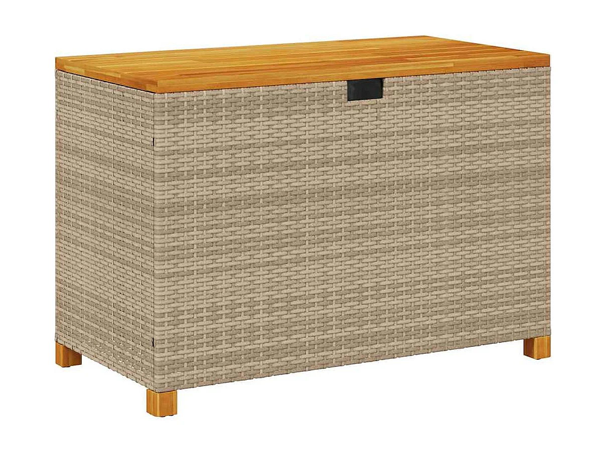 Gartentruhe Beige 110x55x63 cm Poly Rattan Akazienholz