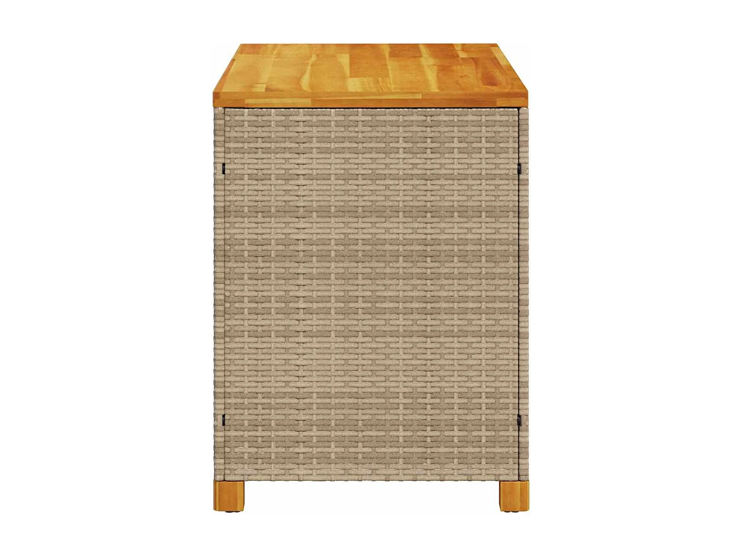 Gartentruhe Beige 110x55x63 cm Poly Rattan Akazienholz