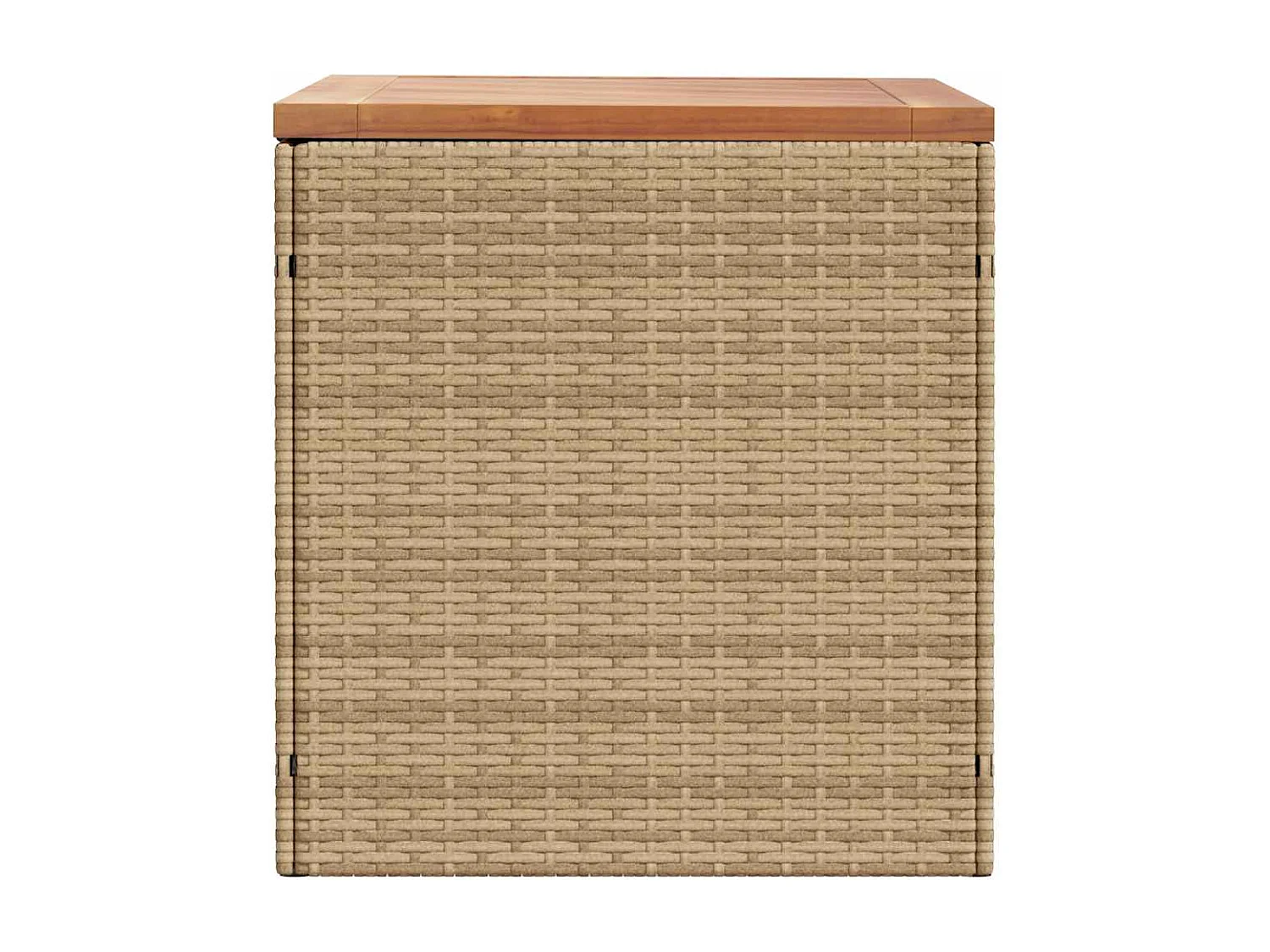 Boîte de rangement de jardin beige résine tressée bois d'acacia