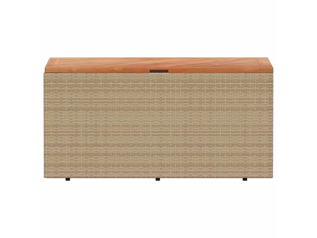 Boîte de rangement de jardin beige résine tressée bois d'acacia