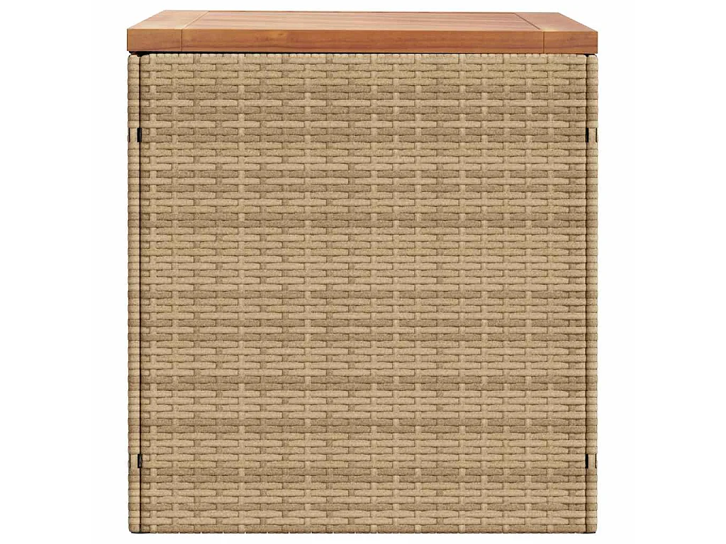 Boîte de rangement de jardin beige résine tressée bois d'acacia