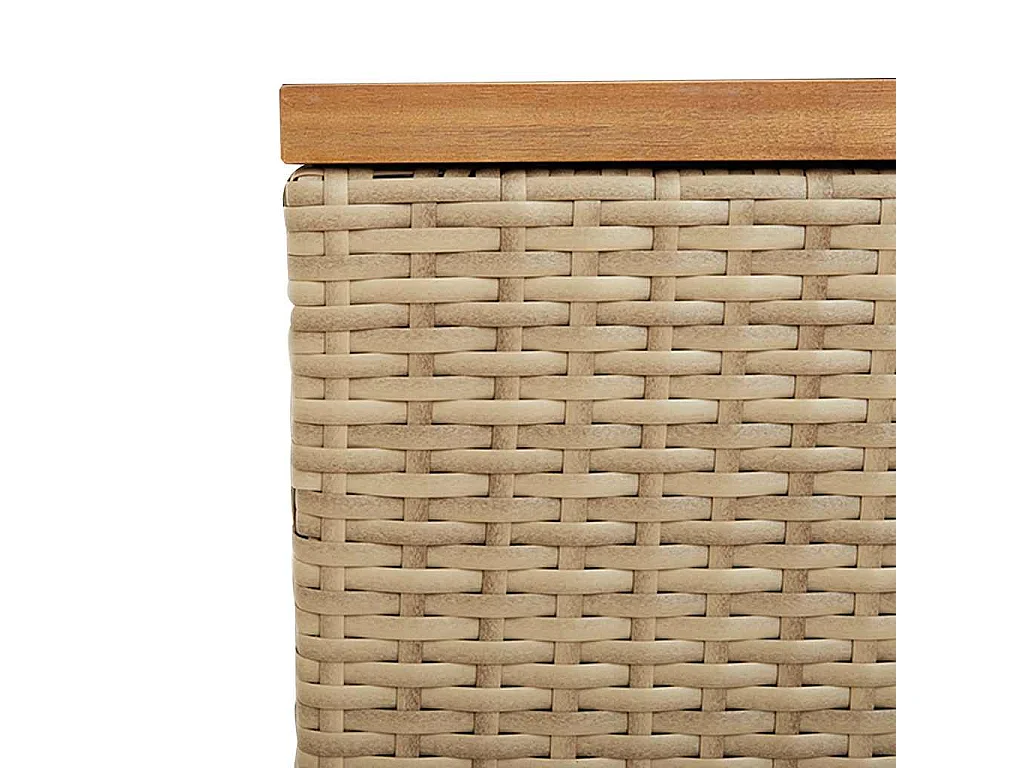 Contenitore da Giardino Beige 110x50x54 cm Polyrattan e Acacia