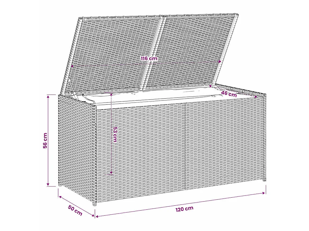 Tuinbox 283 L poly rattan grijs
