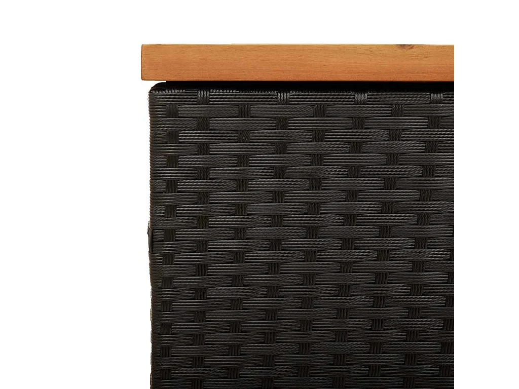 Gartentruhe Schwarz 220x50x54 cm Poly Rattan Akazienholz
