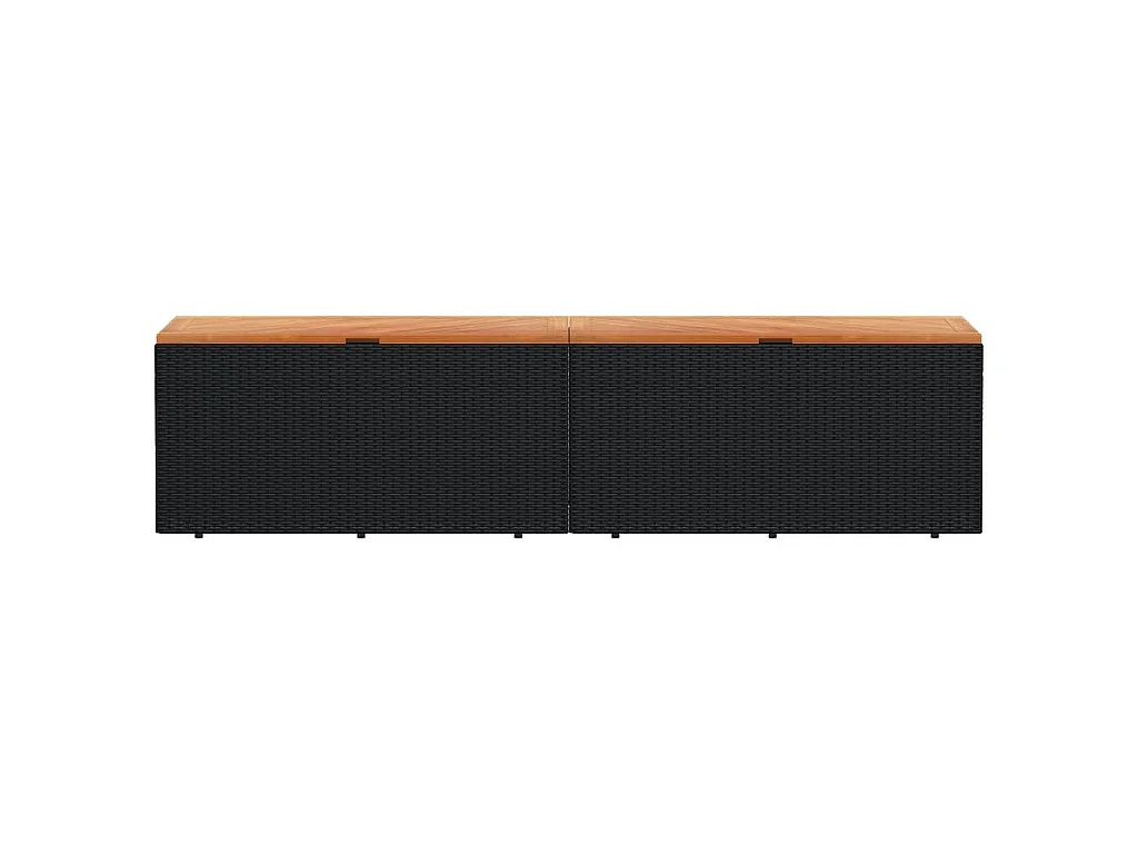 Tuinbox 220x50x54 cm poly rattan en acaciahout zwart