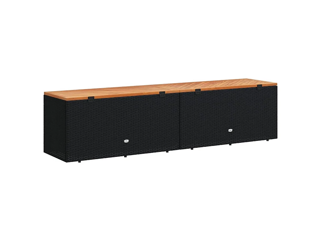 Tuinbox 220x50x54 cm poly rattan en acaciahout zwart