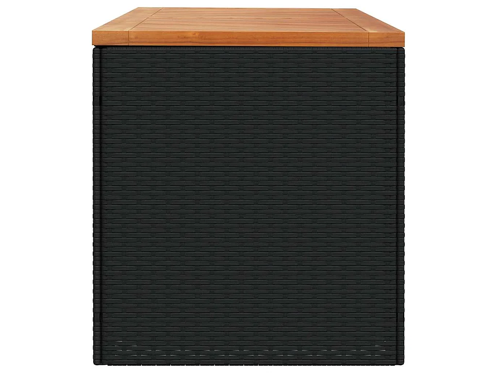 Caja de almacenaje jardín madera acacia ratán negro 220x50x54cm