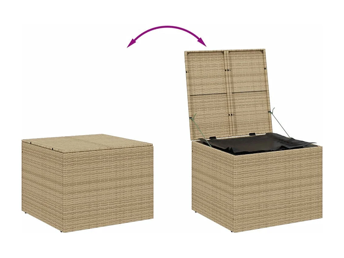 Caixa de arrumação para jardim 291L vime PE bege misturado