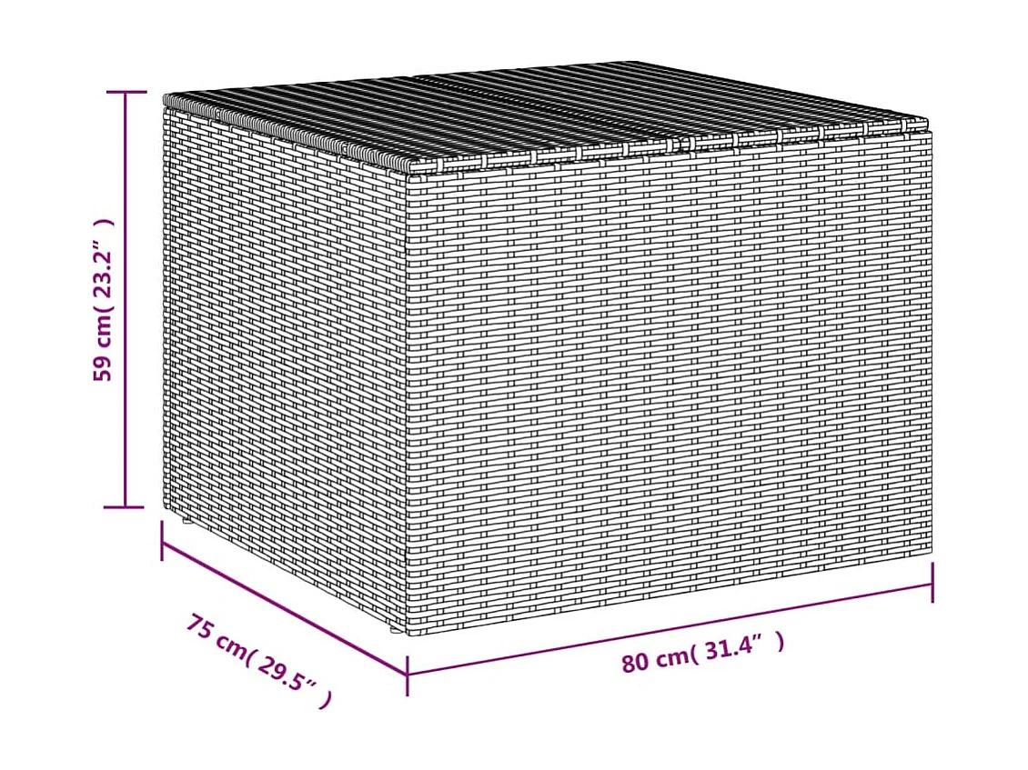 Caixa de arrumação para jardim 291L vime PE bege misturado