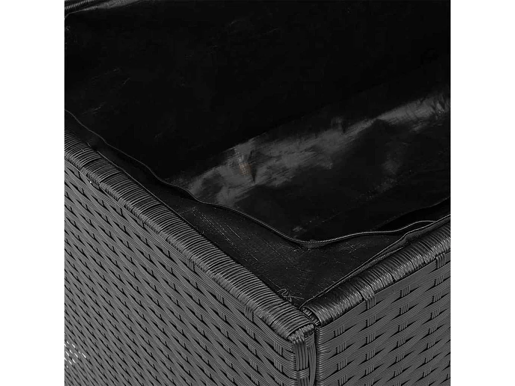 Gartentruhe Schwarz 110x55x63 cm Poly Rattan Akazienholz