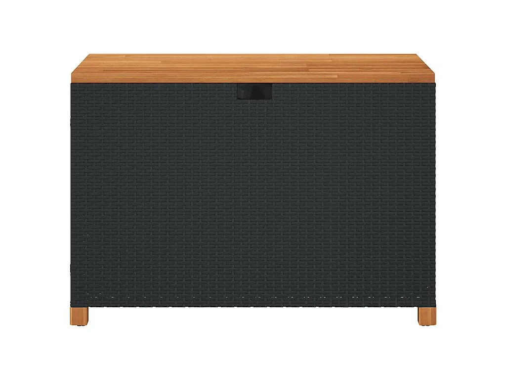 Boîte de rangement de jardin noir résine tressée bois d'acacia