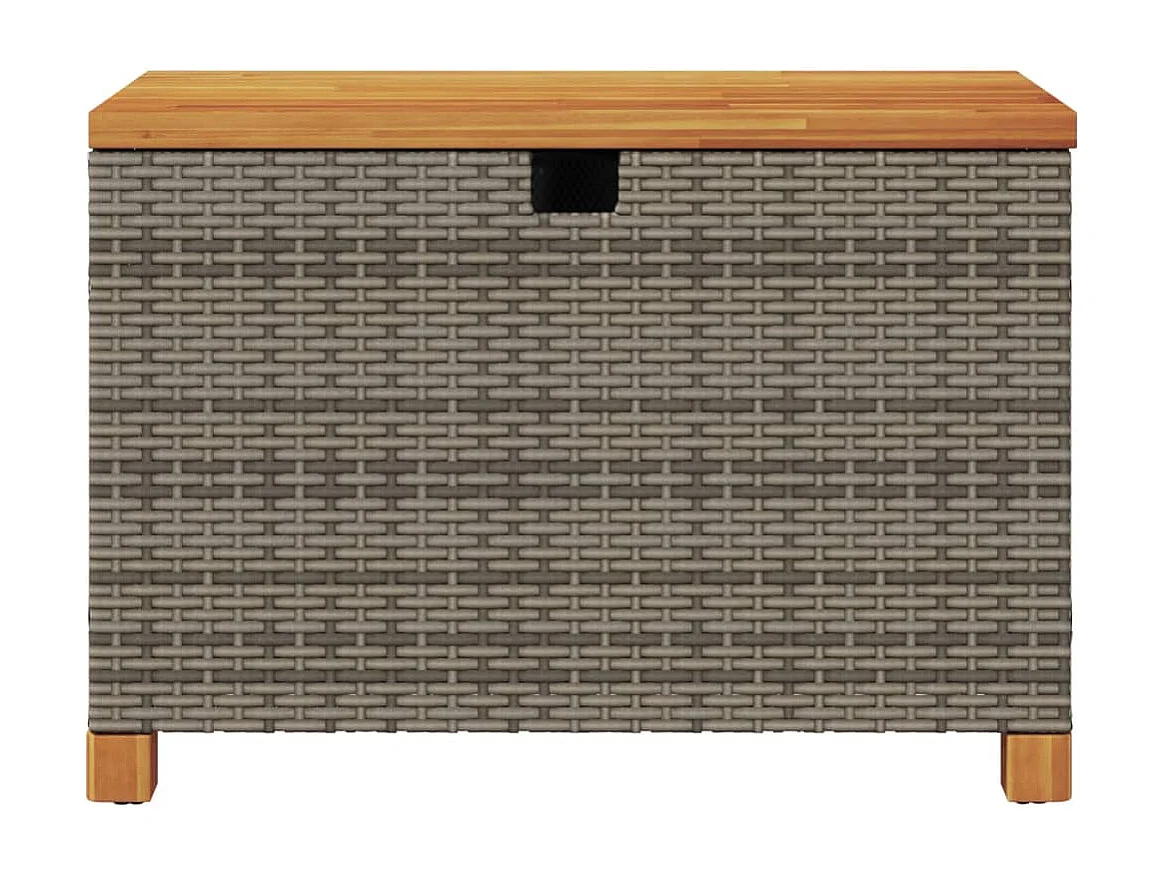 Contenitore Giardino Grigio 80x40x48 cm Polyrattan Legno Acacia