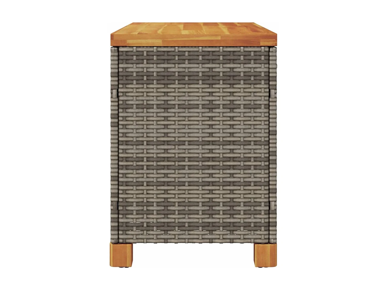 Contenitore Giardino Grigio 80x40x48 cm Polyrattan Legno Acacia
