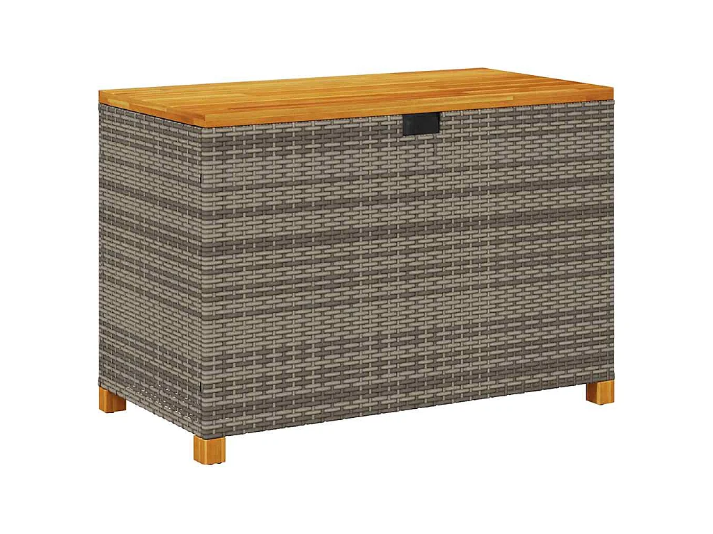 Boîte de rangement de jardin gris résine tressée bois d'acacia