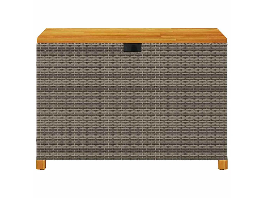 Boîte de rangement de jardin gris résine tressée bois d'acacia