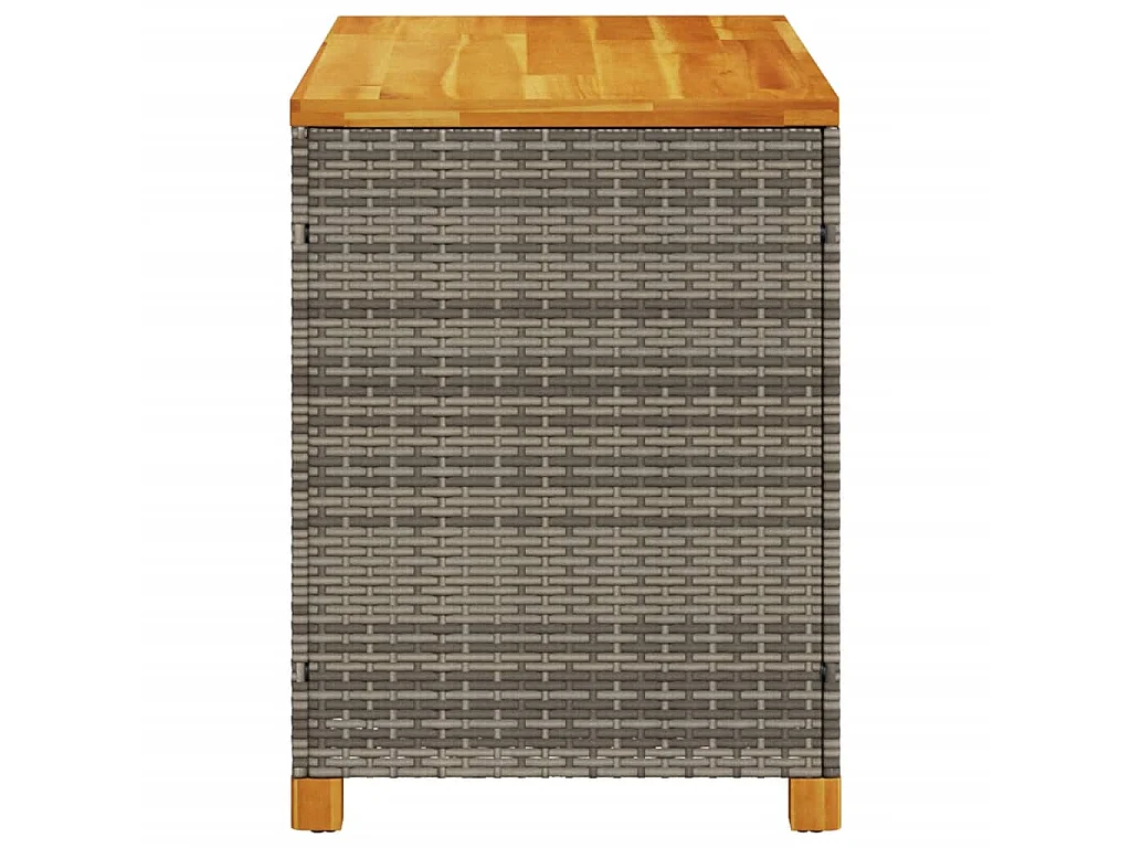 Boîte de rangement de jardin gris résine tressée bois d'acacia