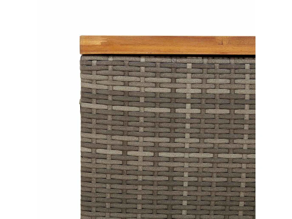 Contenitore Giardino Grigio 110x55x63cm Polyrattan Legno Acacia