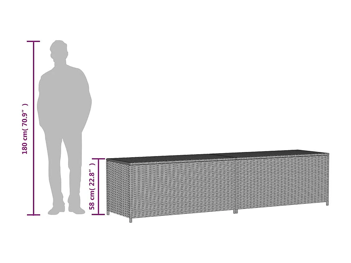 Boîte de rangement de jardin mélange beige 469L résine tressée