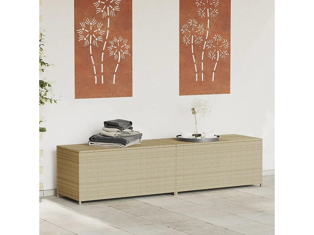Boîte de rangement de jardin mélange beige 469L résine tressée