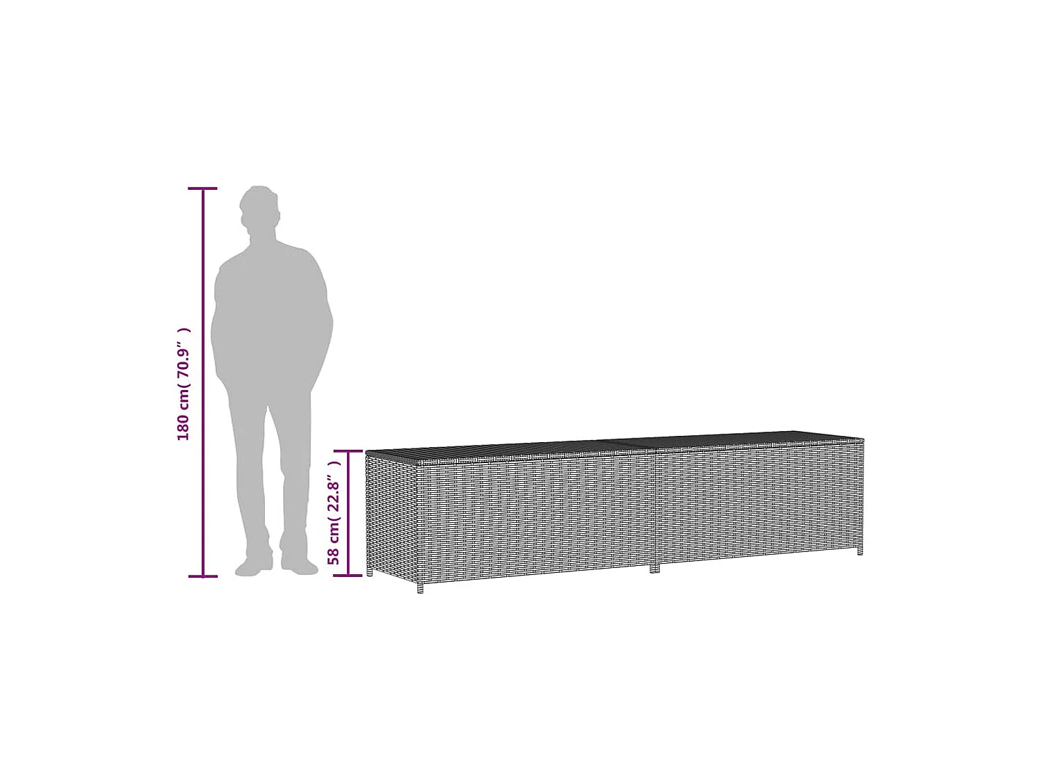 Boîte de rangement de jardin mélange beige 469L résine tressée