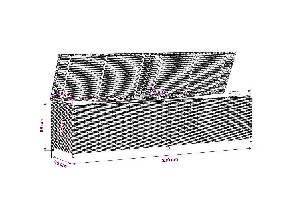 Boîte de rangement de jardin mélange beige 469L résine tressée