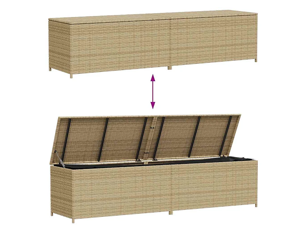Boîte de rangement de jardin mélange beige 469L résine tressée